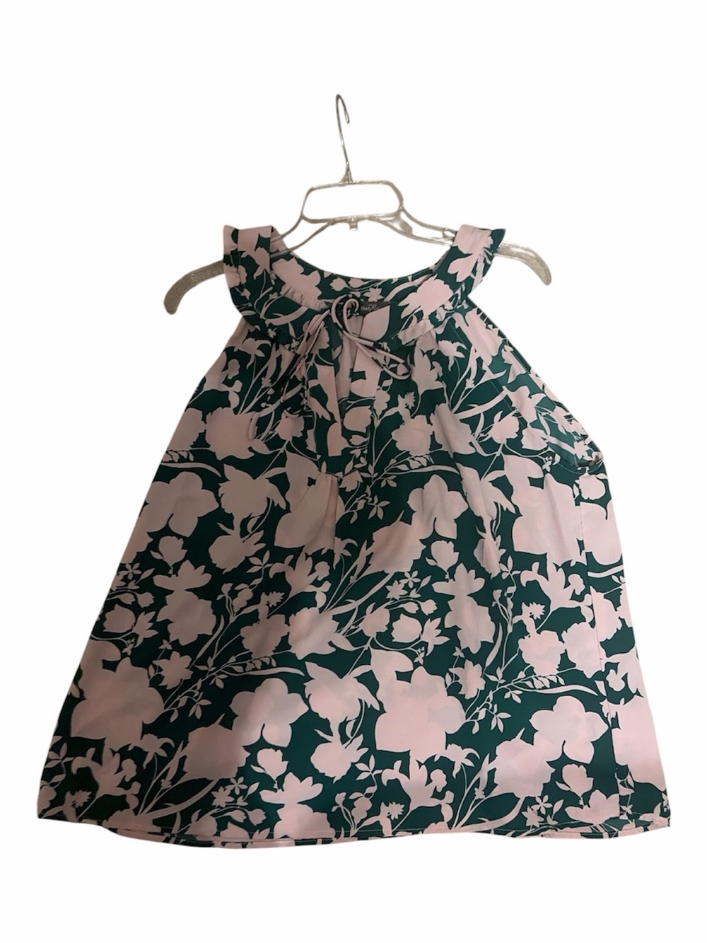 Market & Spruce Pink Floral Tank Top with Dark Green Base size XXL